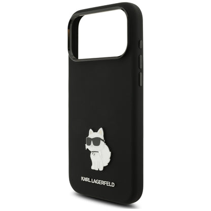 Suojakuori Apple iPhone 18 Pro Max / 17 Pro Max -puhelimelle, Karl Lagerfeld, Choupette Metal Pin, musta