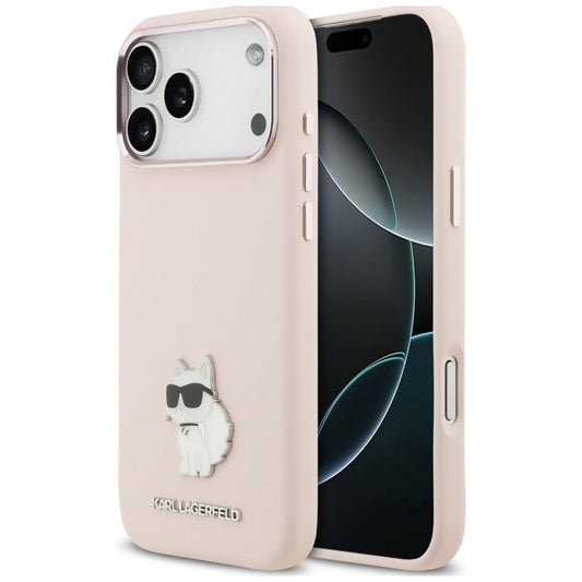 Suojakuori Apple iPhone 18 Pro Max / 17 Pro Max -puhelimelle, Karl Lagerfeld, Choupette Metal Pin, vaaleanpunainen