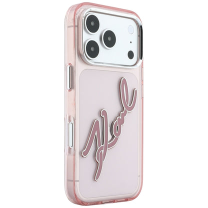 Kuori Apple iPhone 18 Pro Max / 17 Pro Max, Karl Lagerfeld, IML Big Signature Resin Logo Metallikehys, Vaaleanpunainen