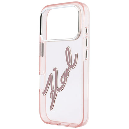 Kuori Apple iPhone 18 Pro Max / 17 Pro Max, Karl Lagerfeld, IML Big Signature Resin Logo Metallikehys, Vaaleanpunainen
