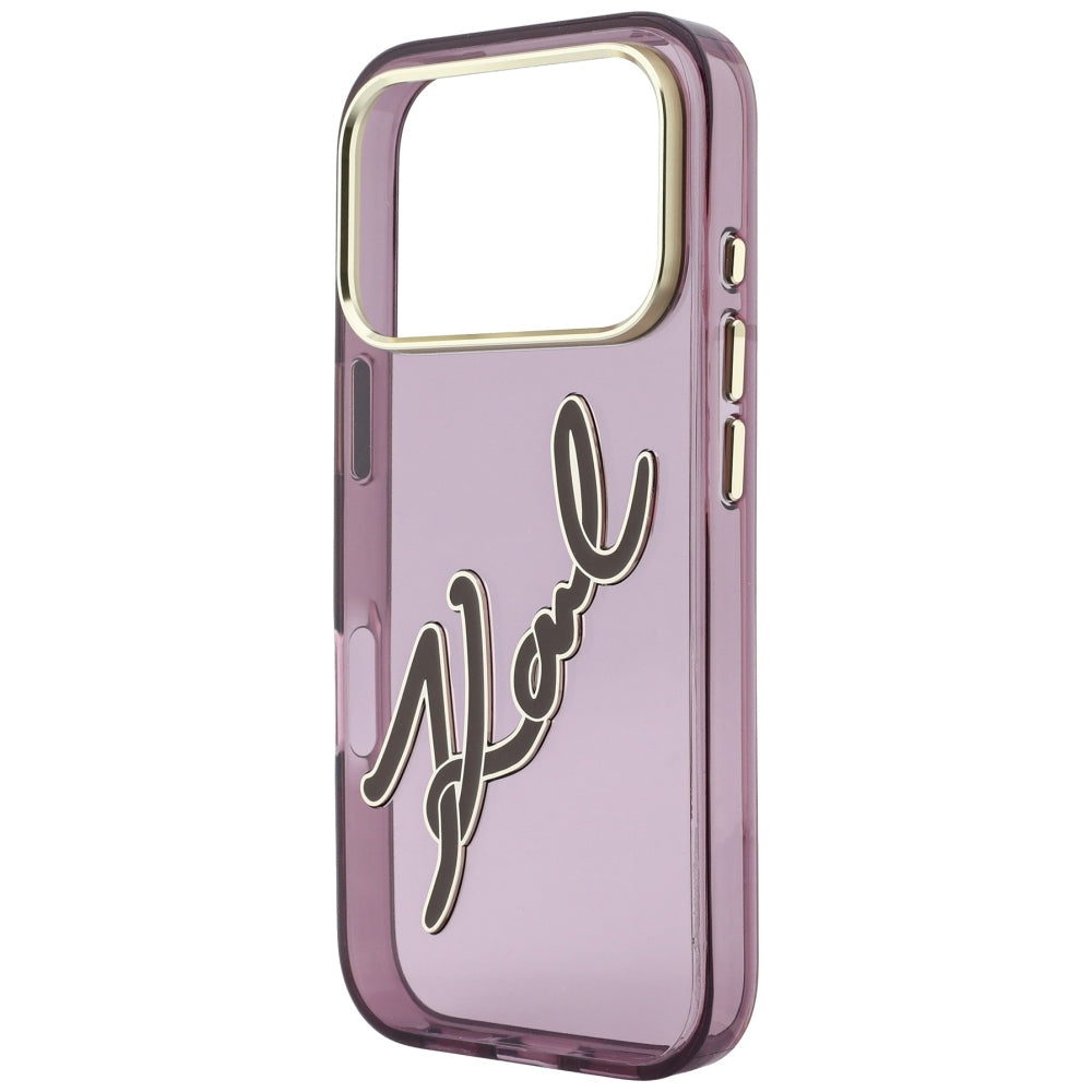 Case for Apple iPhone 18 Pro Max / 17 Pro Max, Karl Lagerfeld, IML Big Signature Resin Logo Metal Frame, Burgundy