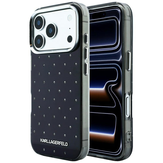 Kuori Apple iPhone 18 Pro Max / 17 Pro Max, Karl Lagerfeld, IML strassit ja sähköpinnoitettu logo, musta
