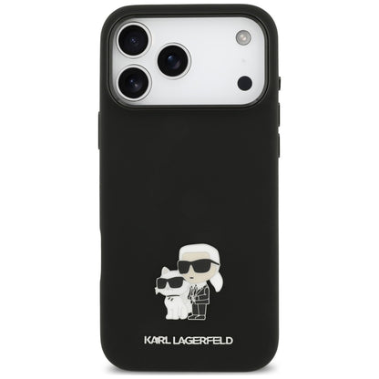 Suojakuori Apple iPhone 18 Pro Max / 17 Pro Max -puhelimelle, Karl Lagerfeld, Karl & Choupette Metal Pin, musta