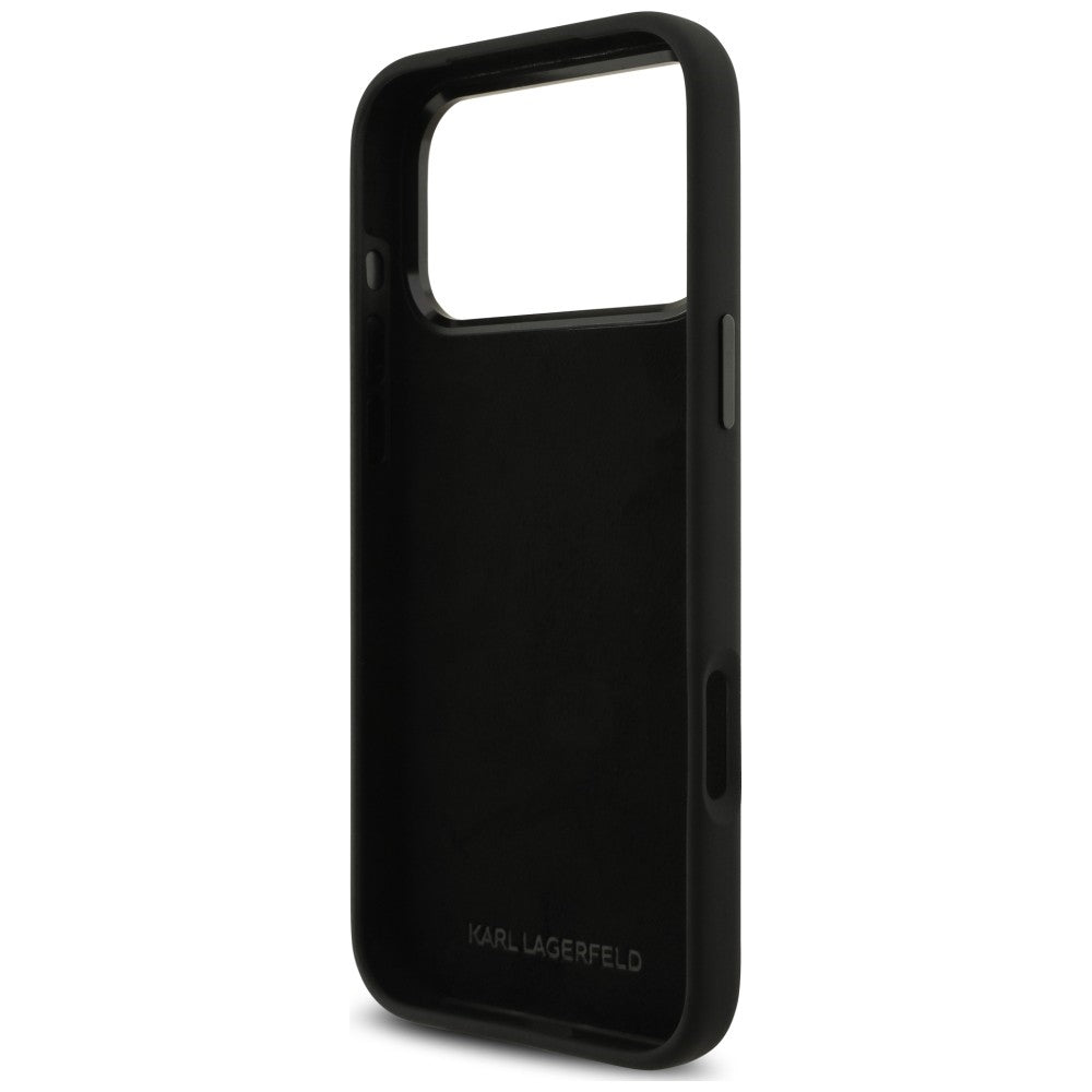 Suojakuori Apple iPhone 18 Pro Max / 17 Pro Max -puhelimelle, Karl Lagerfeld, Karl & Choupette Metal Pin, musta