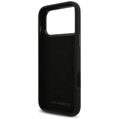 Suojakuori Apple iPhone 18 Pro Max / 17 Pro Max -puhelimelle, Karl Lagerfeld, Karl & Choupette Metal Pin, musta