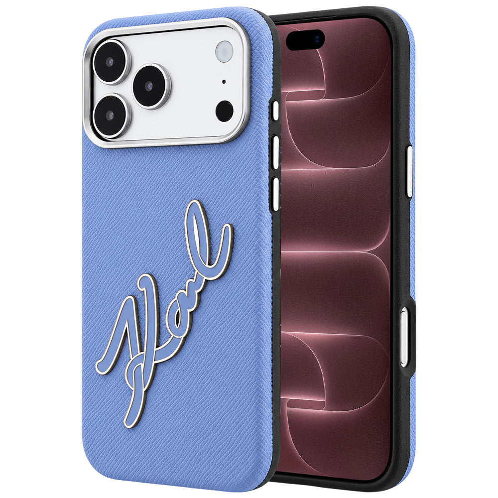 Kuori Apple iPhone 18 Pro Max / 17 Pro Max, Karl Lagerfeld, Smooth Big Resin Signature Logo, Bleu