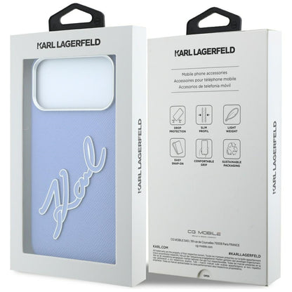 Kuori Apple iPhone 18 Pro Max / 17 Pro Max, Karl Lagerfeld, Smooth Big Resin Signature Logo, Bleu