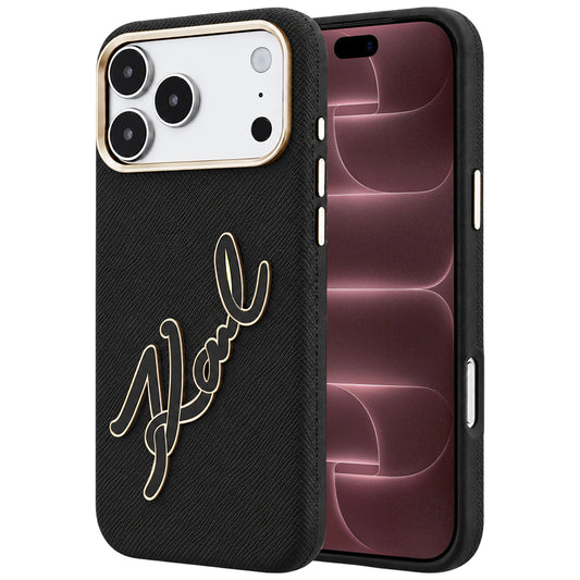 Kuori Apple iPhone 18 Pro Max / 17 Pro Max, Karl Lagerfeld, Smooth Big Resin Signature Logo, Musta
