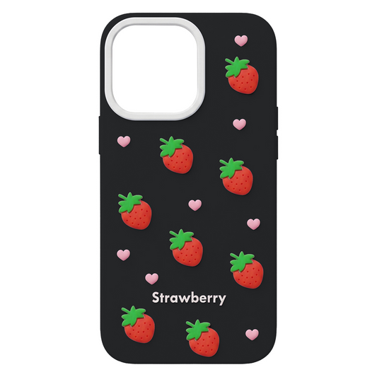 Case for Apple iPhone 16 Pro, OEM, Strawberry, Black