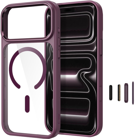 Kuori Apple iPhone 18 Pro / 17 Pro:lle, Tech-Protect, Magmat CC, Läpinäkyvä viininpunainen