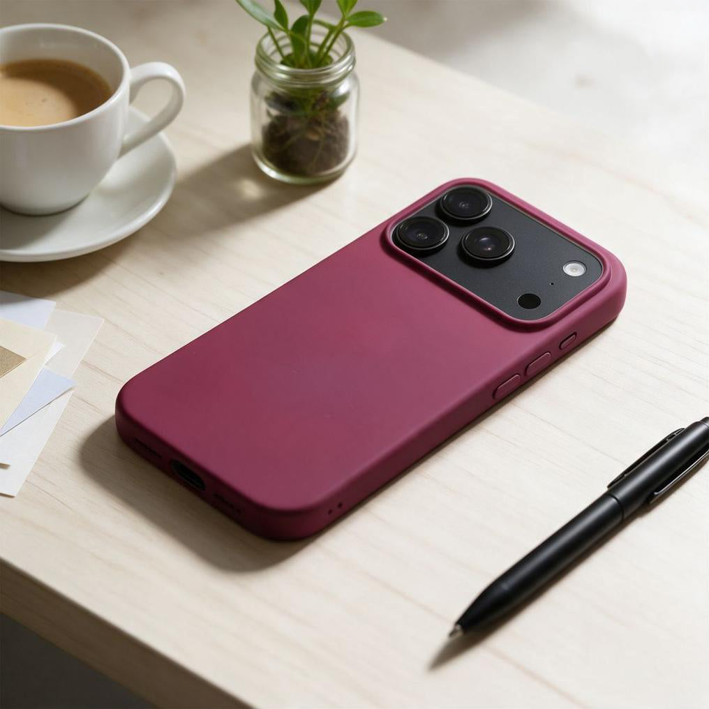 Kuori Apple iPhone 18 Pro Max / 17 Pro Max -puhelimelle, OEM, silikoni, viininpunainen
