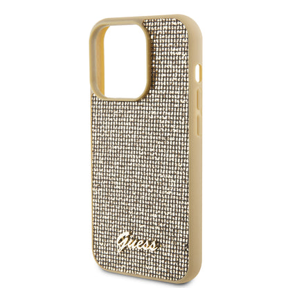 Kotelo Apple iPhone 15 Prolle, Guess, PU Square Mirror Script Logo, Kultainen GUHCP15LPMSDGSD