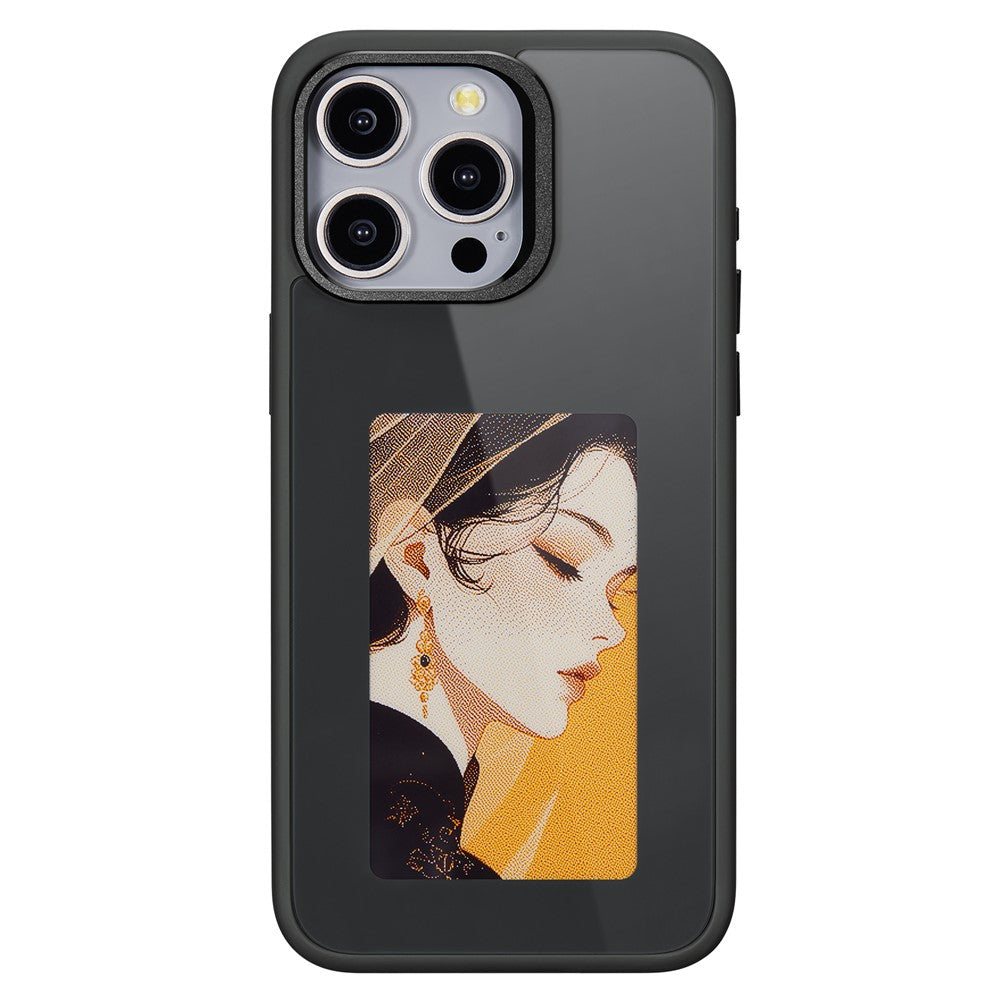 Kuori Apple iPhone 15 Pro Maxille, OEM, Mukautettu E-Ink-näyttö, Musta