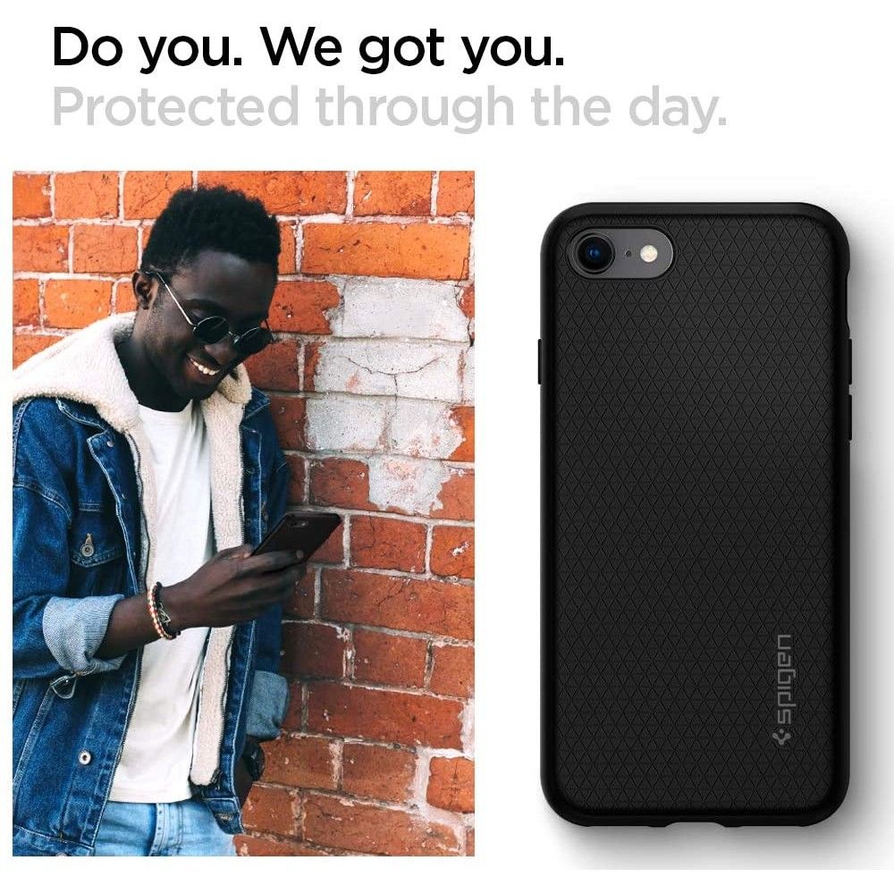 Kotelo Apple iPhone SE (2022) / SE (2020) / 8 / 7, Spigen, Liquid Air, Musta 042CS20511
