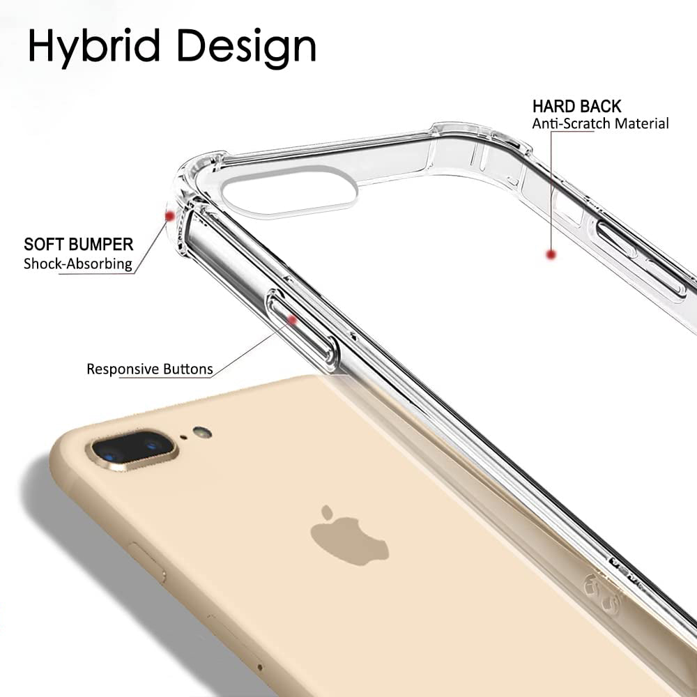 Kuori Apple iPhone 8 Plus / 7 Plus, Techsuit, Iskunkestävä Kirkas, Läpinäkyvä