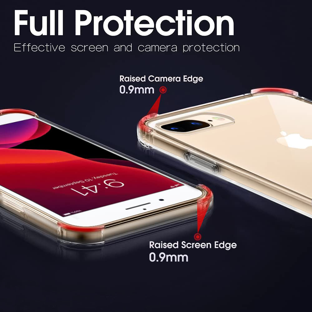 Kuori Apple iPhone 8 Plus / 7 Plus, Techsuit, Iskunkestävä Kirkas, Läpinäkyvä