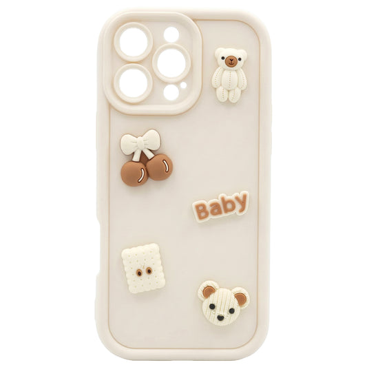 Case for Apple iPhone 15, OEM, Ultra Trendy 3D Bear, Beige