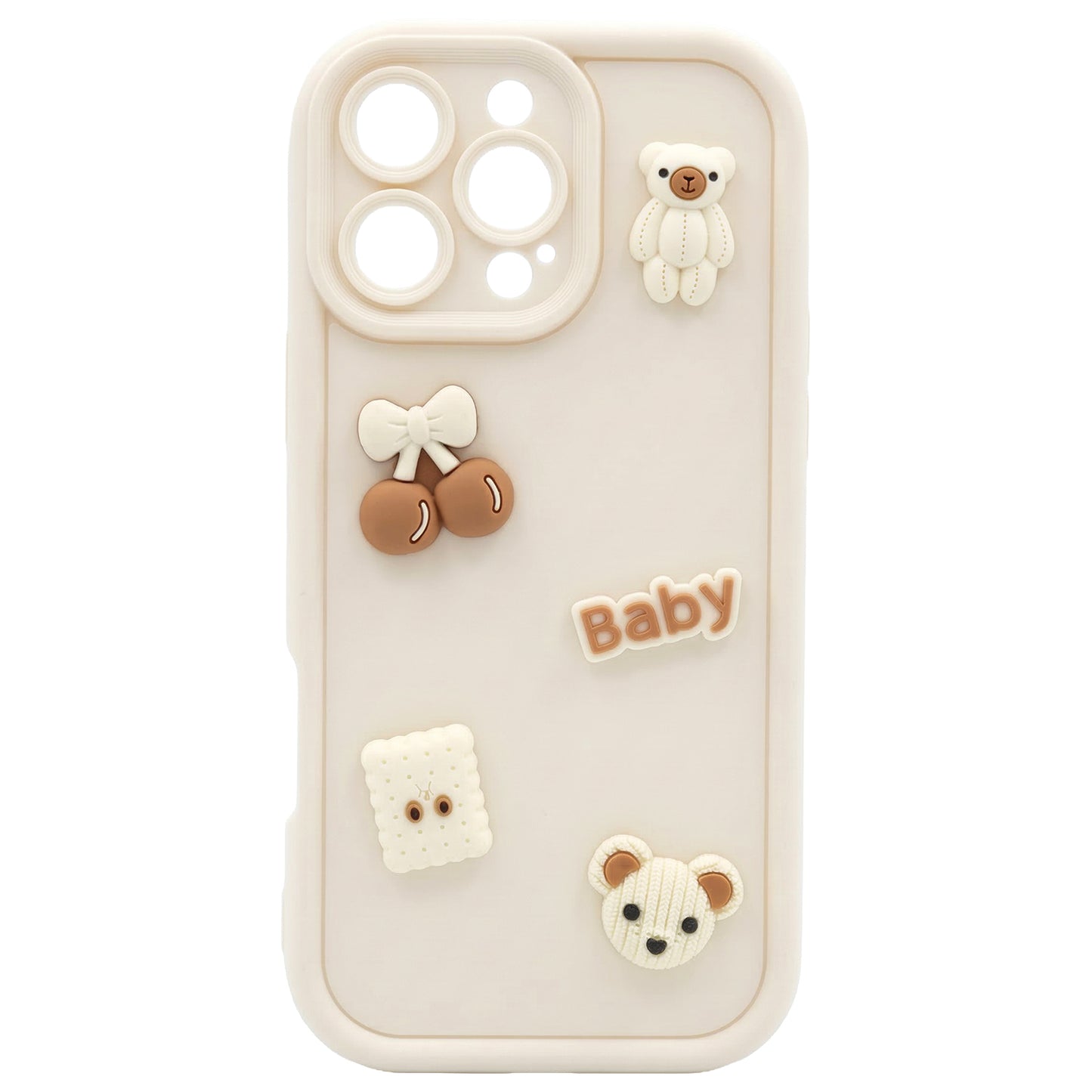 Kuori Apple iPhone 16:lle, OEM, Ultra Trendy 3D Bear, beige