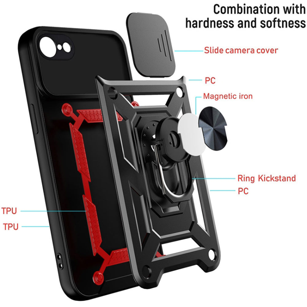 Kuori Apple iPhone SE (2022) / SE (2020) / 8 / 7, Techsuit, CamShield, Musta