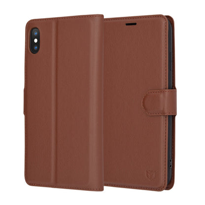 Kuori Apple iPhone XS Maxille, Techsuit, Nahkainen Folio, Ruskea