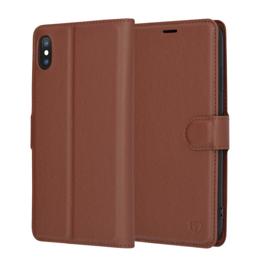 Case for Apple iPhone XS Max, Techsuit, Leather Folio, Brown