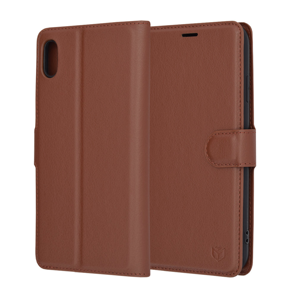 Kuori Apple iPhone XS Maxille, Techsuit, Nahkainen Folio, Ruskea