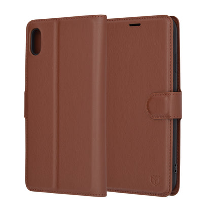 Kuori Apple iPhone XS Maxille, Techsuit, Nahkainen Folio, Ruskea