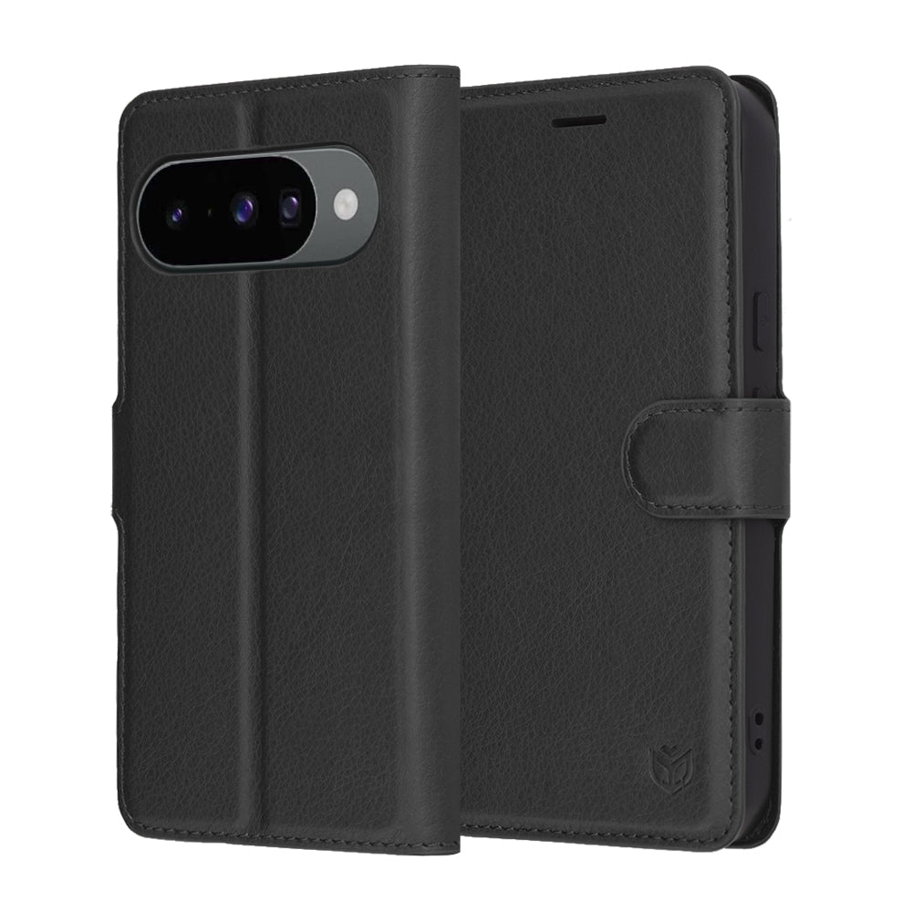 Kuori Google Pixel 10 Pro / 10:lle, Techsuit, nahkainen folio, musta