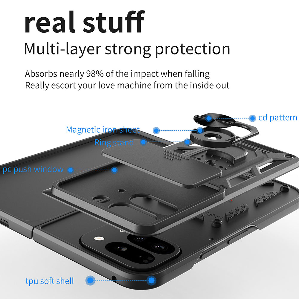 Kuori Google Pixel 9 Pro Foldille, Techsuit, CamShield, Vaaleanpunainen