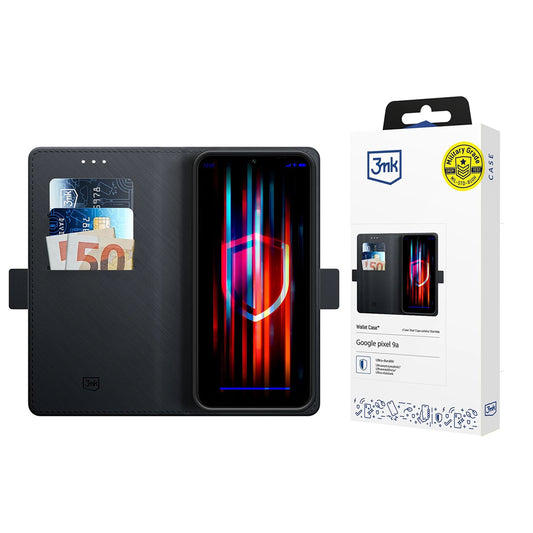 Kuori Google Pixel 9a:lle, 3MK, Lompakko, Musta