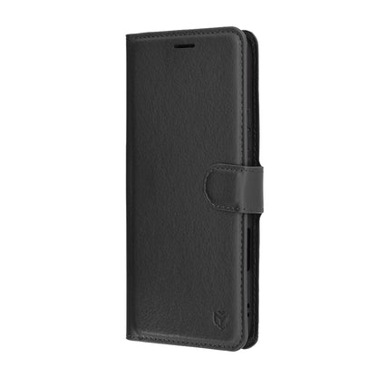 Honor 400 Lite -suojakuori, Techsuit, nahkainen folio, musta