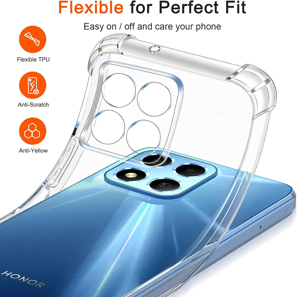 Kuori Honor 70 Lite / X6 / X8 5G:lle, Techsuit, Iskunkestävä Kirkas, Läpinäkyvä
