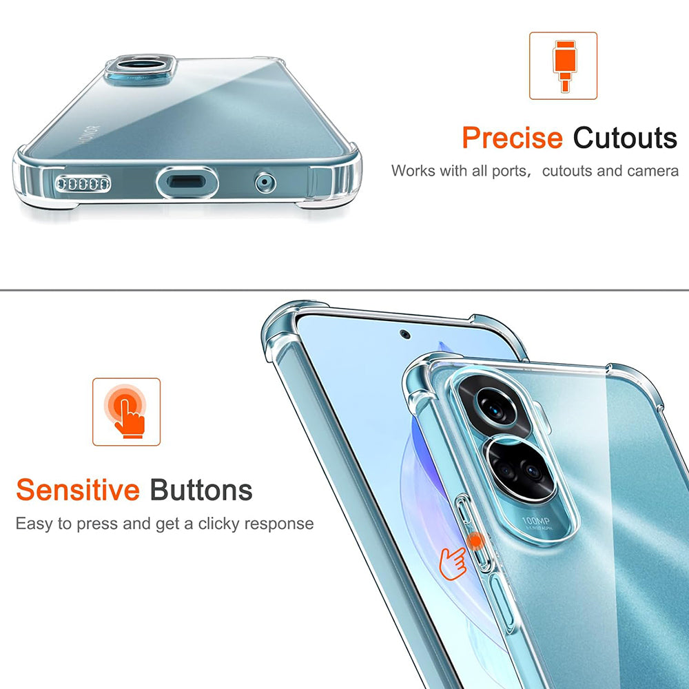 Kotelo Honor 90 Lite -puhelimelle, Techsuit, Iskunkestävä Kirkas, Läpinäkyvä