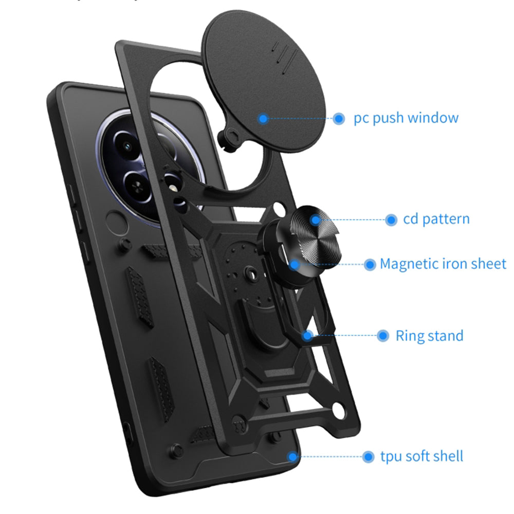 Honor Magic6 Pro -suojakuori, Techsuit, CamShield, Musta
