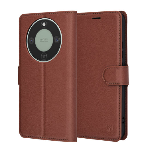 Kotelo Honor Magic8 Lite -puhelimelle, Techsuit, Leather Folio, Ruskea