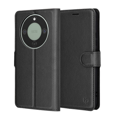 Kotelo Honor Magic8 Lite -puhelimelle, Techsuit, Leather Folio, Musta
