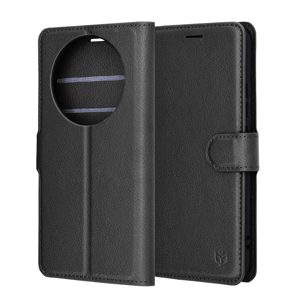 Kotelo Honor Magic8 Lite -puhelimelle, Techsuit, Leather Folio, Musta