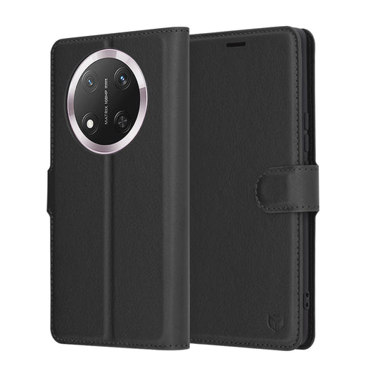 Kuori Honor X9c / Magic7 Lite -puhelimelle, Techsuit, nahkainen folio, musta