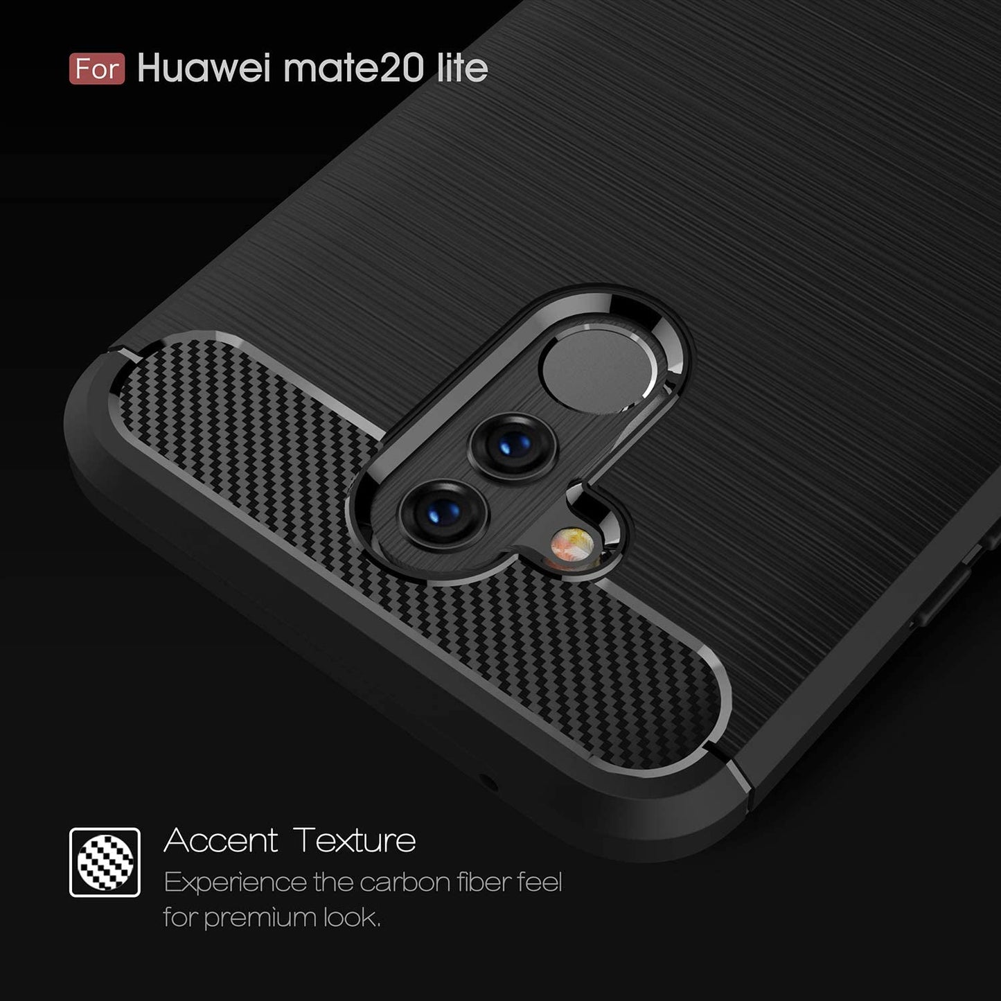 Case for Huawei Mate 20 Lite, Techsuit, Carbon, Black