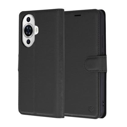Kuori Huawei nova 12s / nova 11:lle, Techsuit, nahkainen folio, musta
