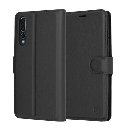 Kotelo Huawei P20 Pro:lle, Techsuit, Leather Folio, Musta