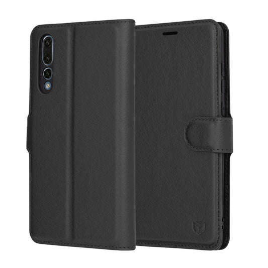Kotelo Huawei P20 Pro:lle, Techsuit, Leather Folio, Musta