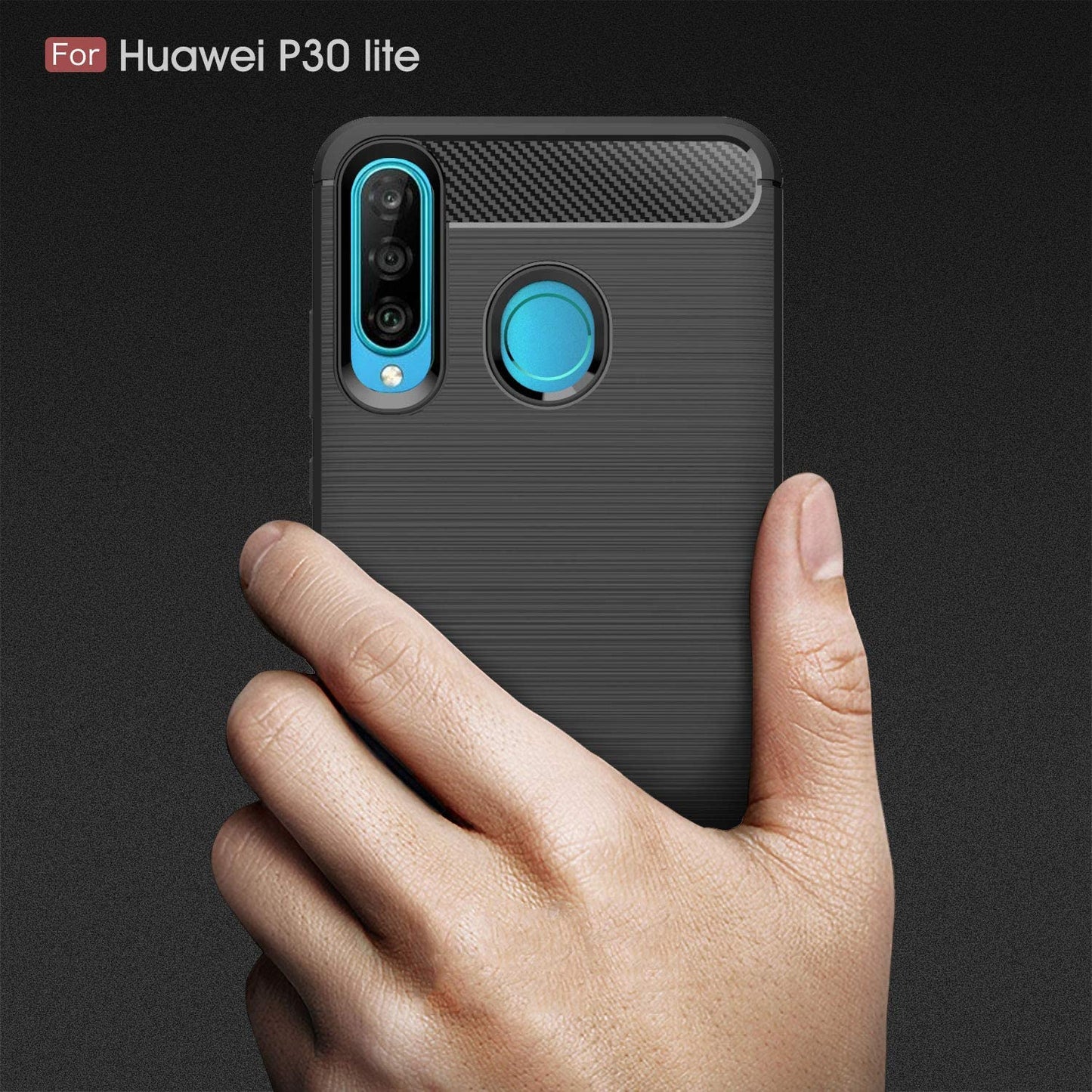 Kuori Huawei P30 lite New Edition / P30 lite, Techsuit, Hiili, Musta