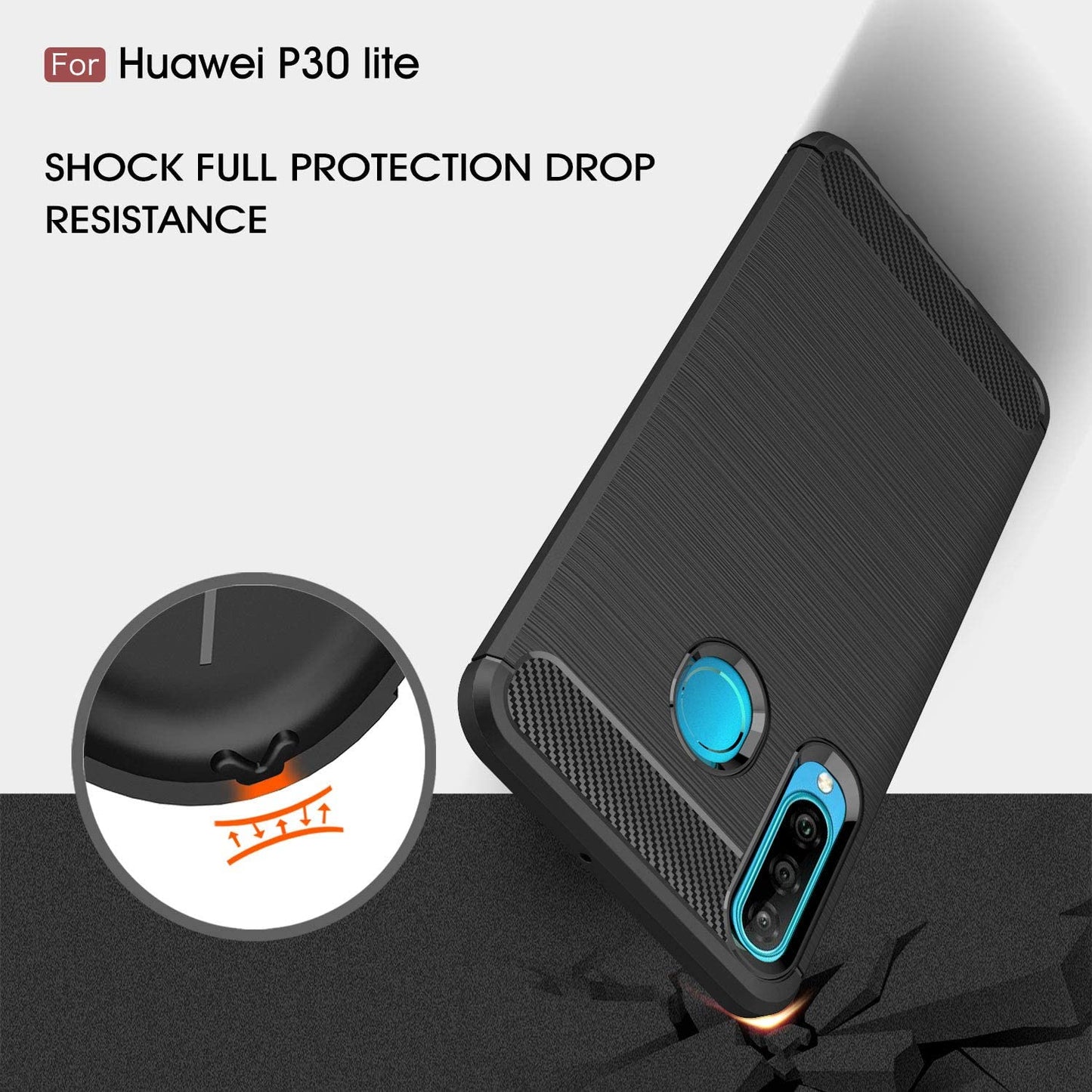 Kuori Huawei P30 lite New Edition / P30 lite, Techsuit, Hiili, Musta