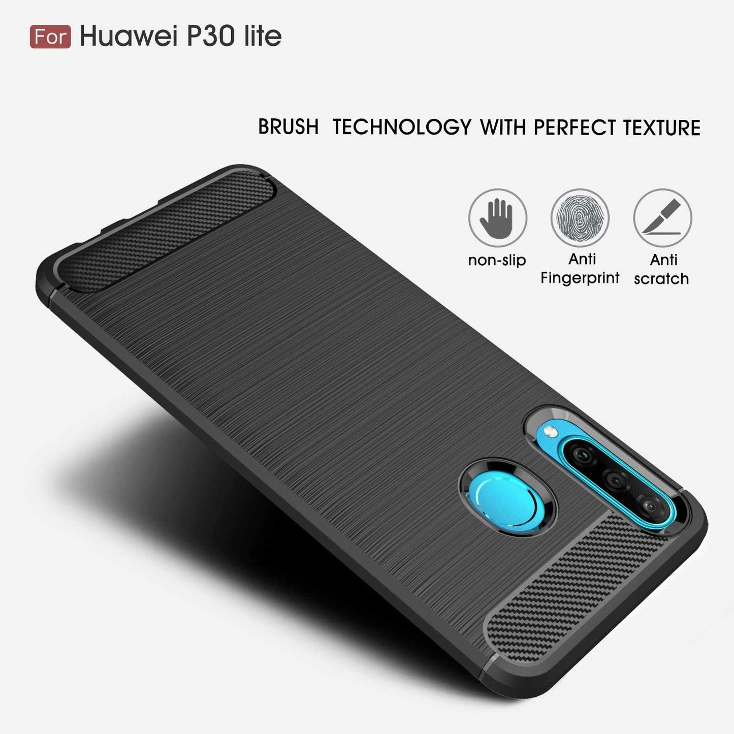 Kuori Huawei P30 lite New Edition / P30 lite, Techsuit, Hiili, Musta