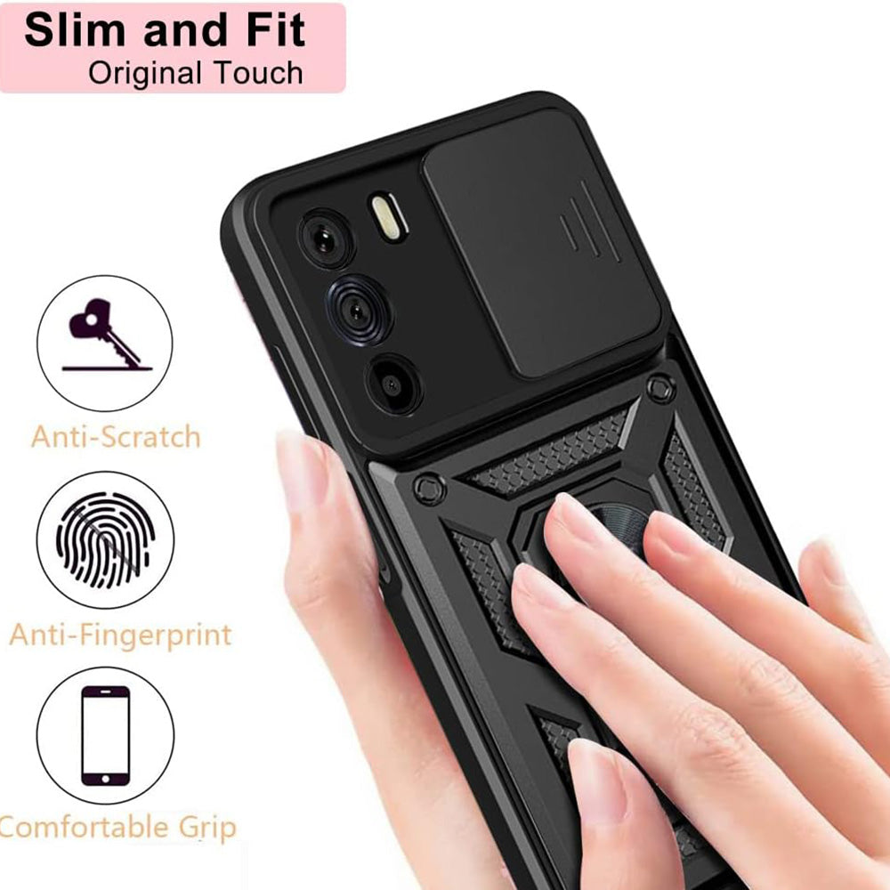 Suojakuori Motorola Edge 30:lle, Techsuit, CamShield, Musta
