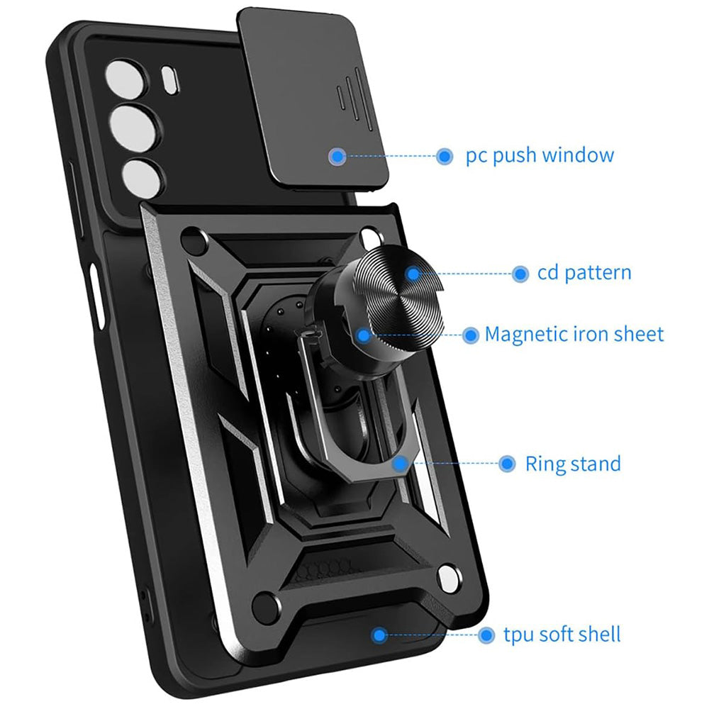 Suojakuori Motorola Edge 30:lle, Techsuit, CamShield, Musta