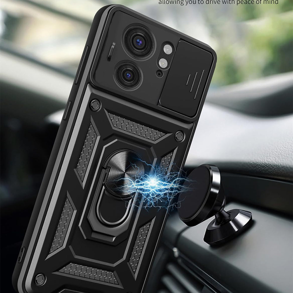 Kuori Motorola Edge 40:lle, Techsuit, CamShield, Musta