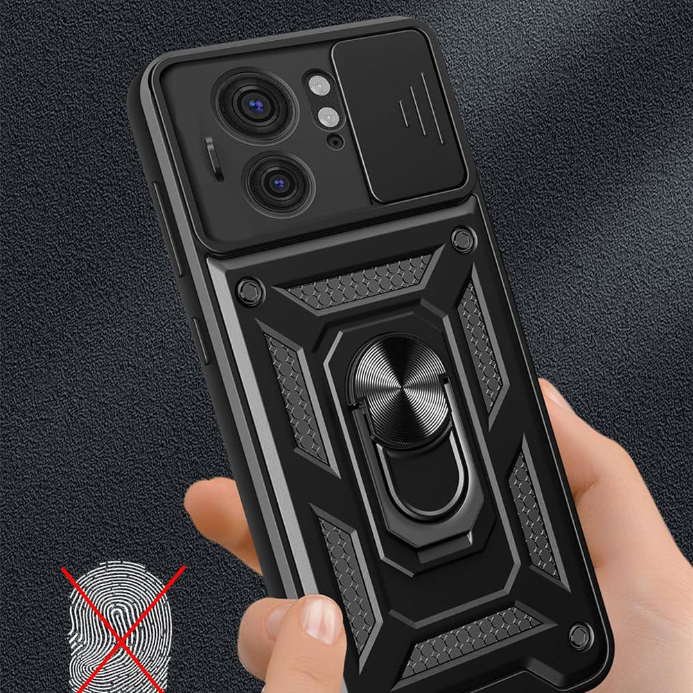 Kuori Motorola Edge 40:lle, Techsuit, CamShield, Musta