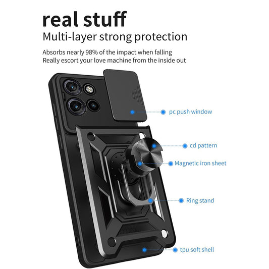 Kuori Motorola Edge 50:lle, Techsuit, CamShield, Musta